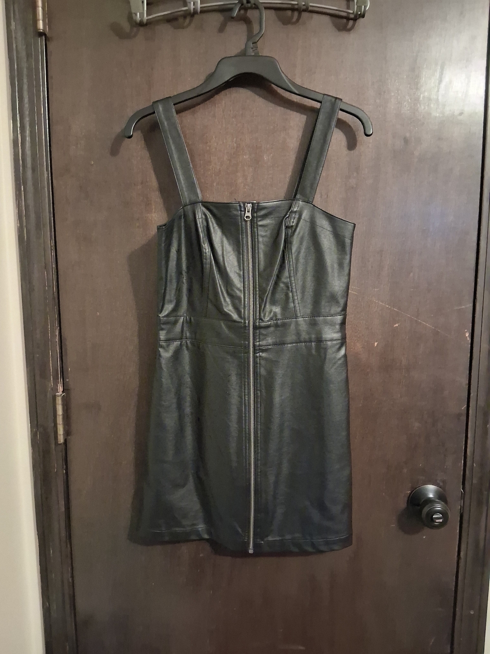 Wild Fable Black Faux Leather Zip-Front Mini Dress